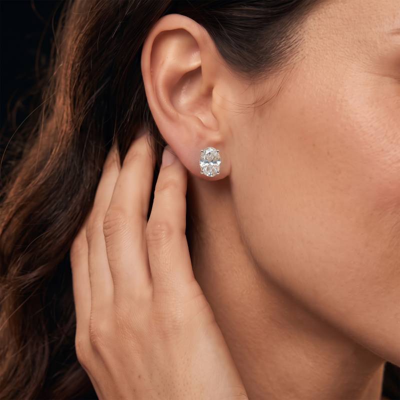 Classic Oval Diamond Stud Earrings