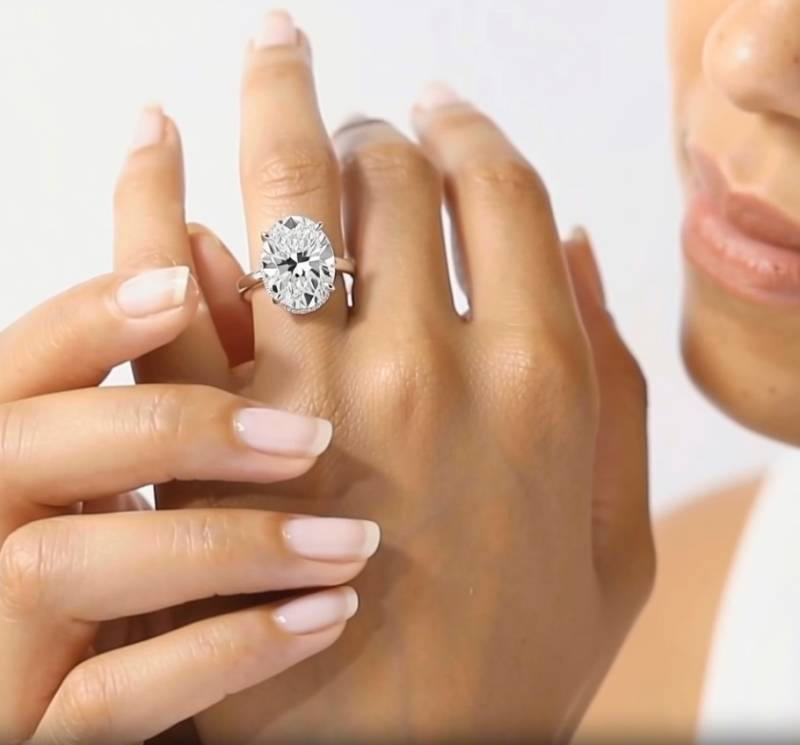Oval Diamond Hidden Halo Ring