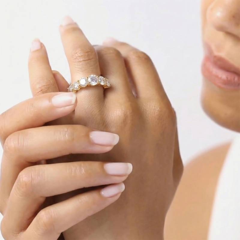 5 Stone Round Diamond Half Eternity Ring