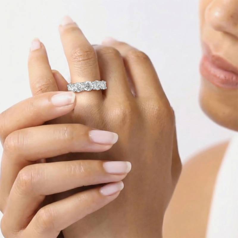 5 Stone Round Diamond Half Eternity Ring