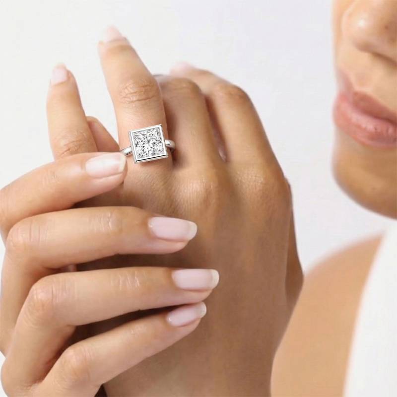 Princess Diamond Bezel Set Engagement Ring