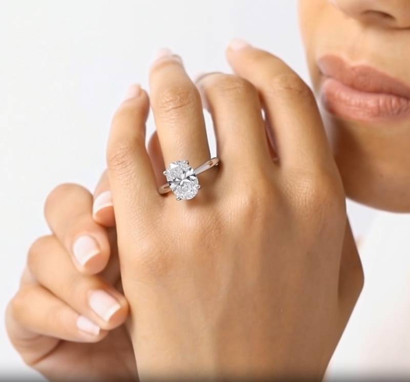 Heart Crossover Oval Diamond Engagement Ring