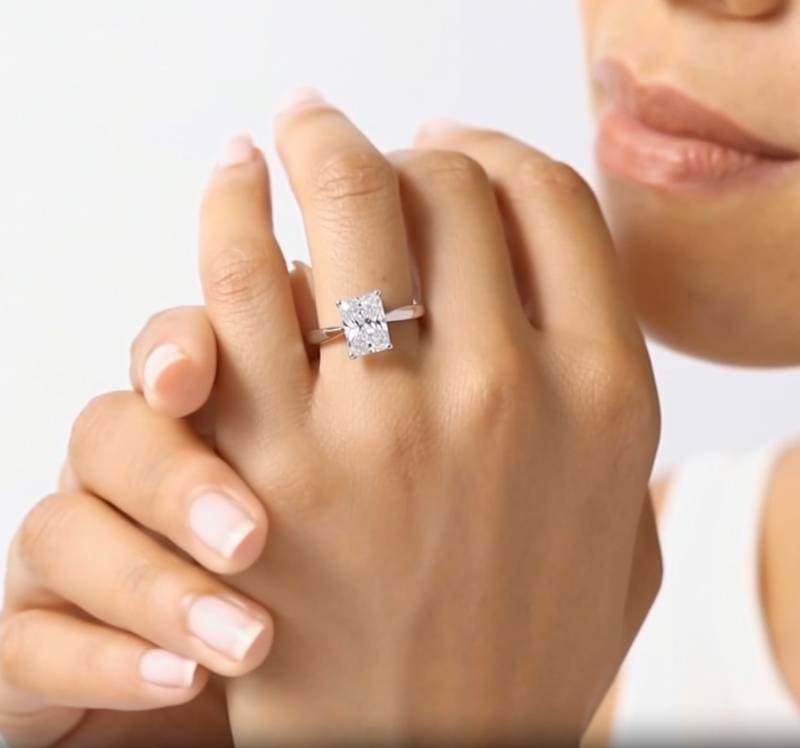 Heart Crossover Radiant Diamond Engagement Ring