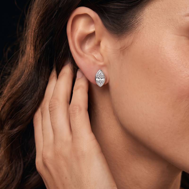 Marquise Diamond Bezel Set Stud Earrings