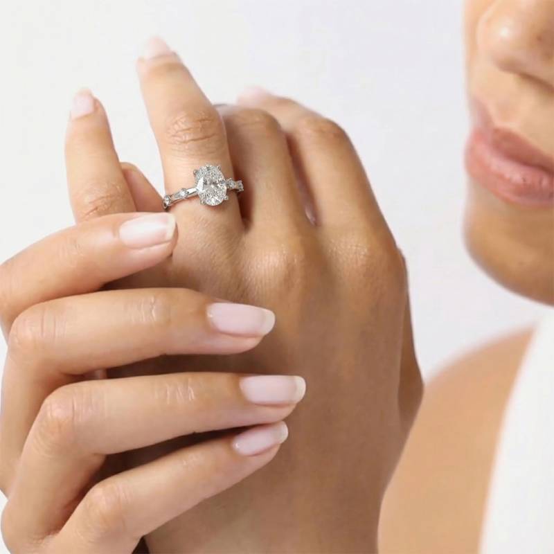 Oval and Round Diamond Designer Ring