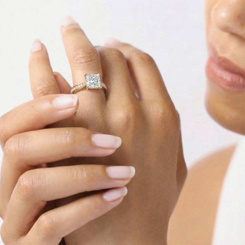 Princess Diamond Shoulder Set Engagement Ring