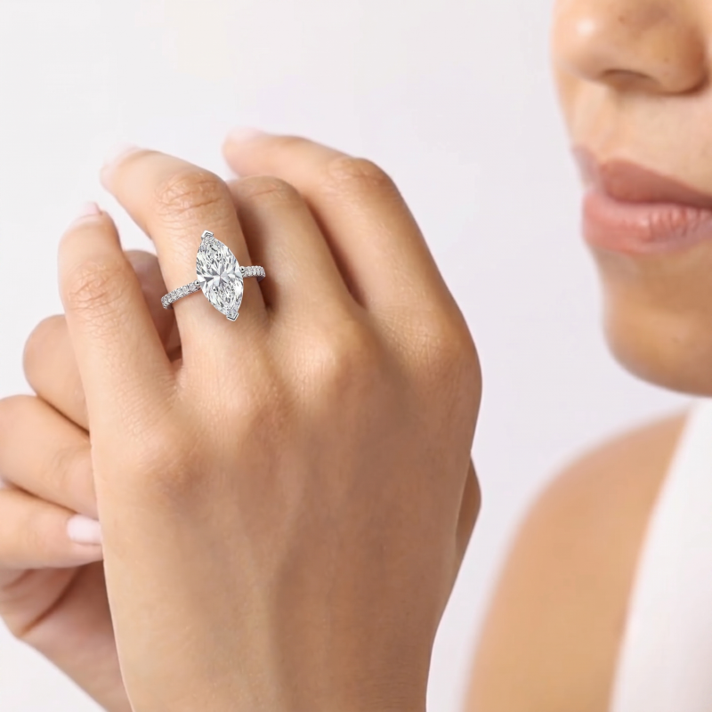 Marquise Diamond Shoulder Set Ring