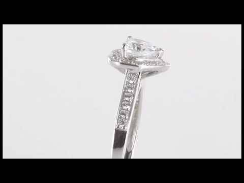 Heart Shaped Diamond Single Halo Shoulder Set Ring