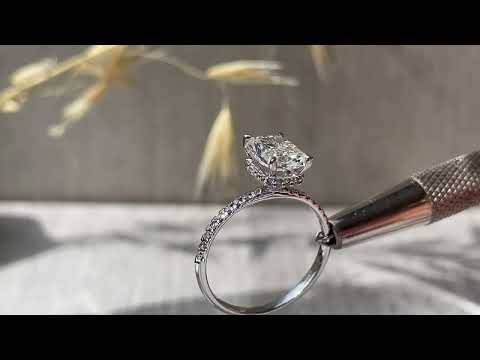 Radiant Diamond High Set Hidden Halo Shoulder Set Ring