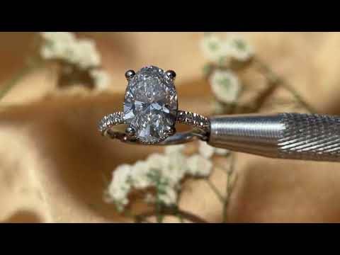 Oval Diamond High Set Hidden Halo Shoulder Set Ring