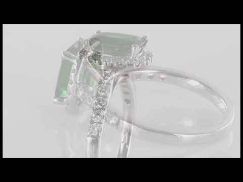 Emerald and Diamond Halo Shoulder Set Ring