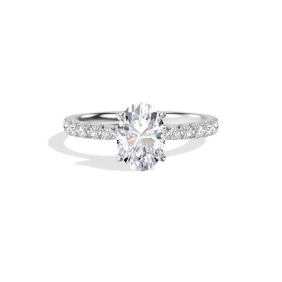 Oval Diamond Shoulder Set Engagement Ring