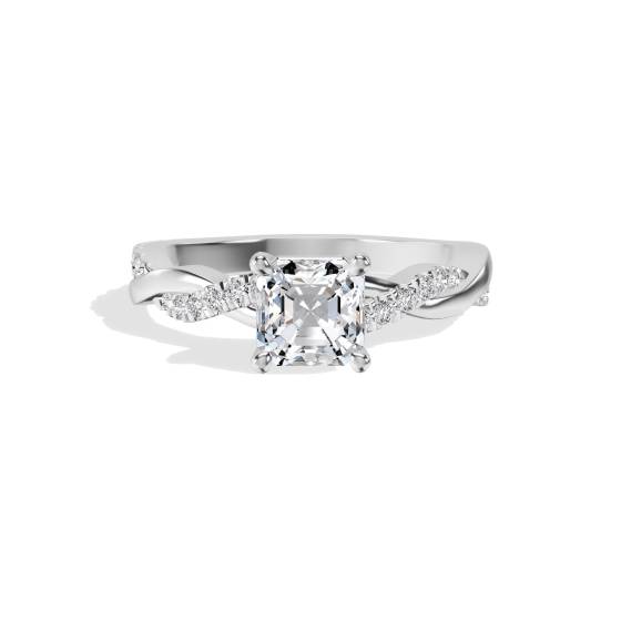Infinity Twist Asscher Diamond Engagement Ring