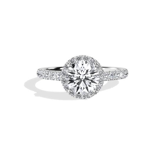 Round Diamond Halo Shoulder Set Ring