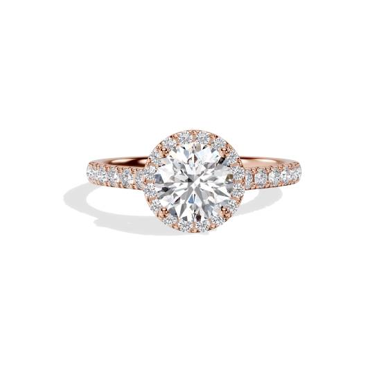 Round Diamond Halo Shoulder Set Ring