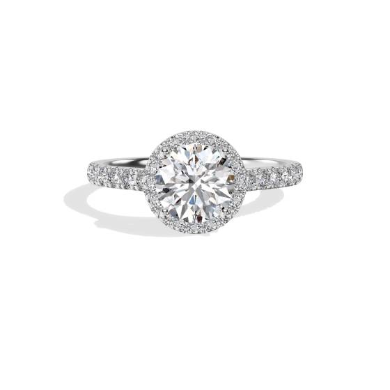 Round Diamond Halo Shoulder Set Ring