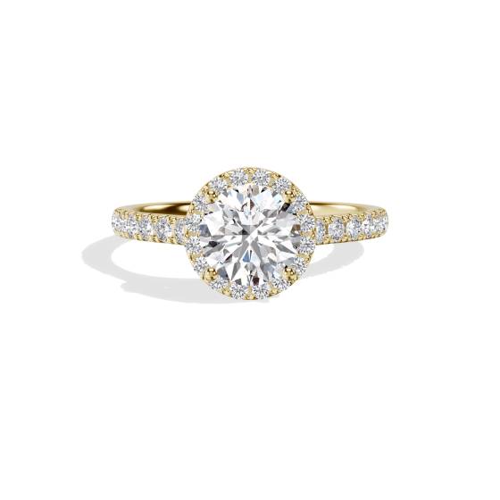 Round Diamond Halo Shoulder Set Ring