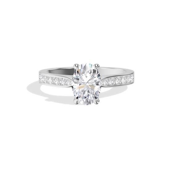 Oval Diamond Shoulder Set Engagement Ring