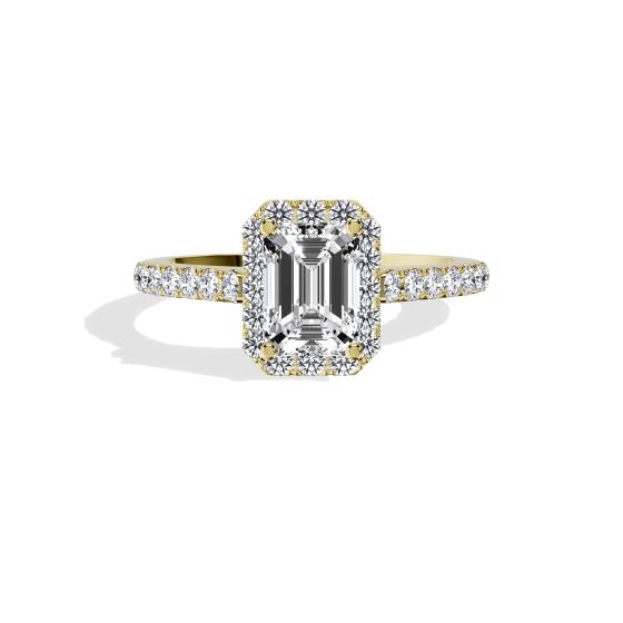 Emerald Diamond Halo Shoulder Set Ring
