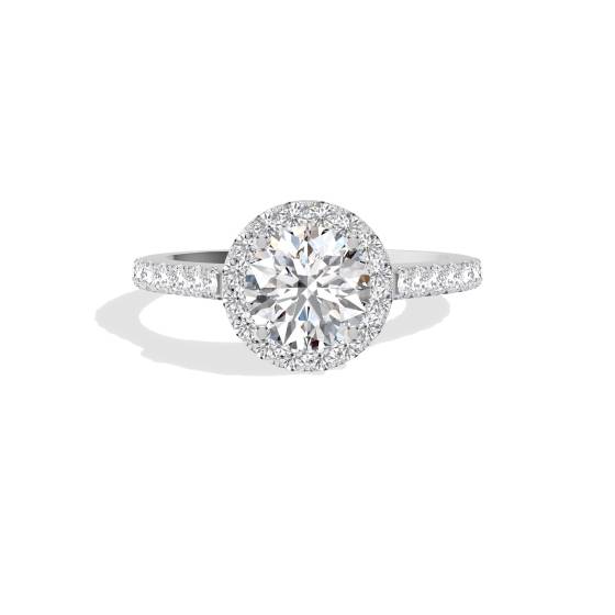 Round Diamond Halo Shoulder Set Ring