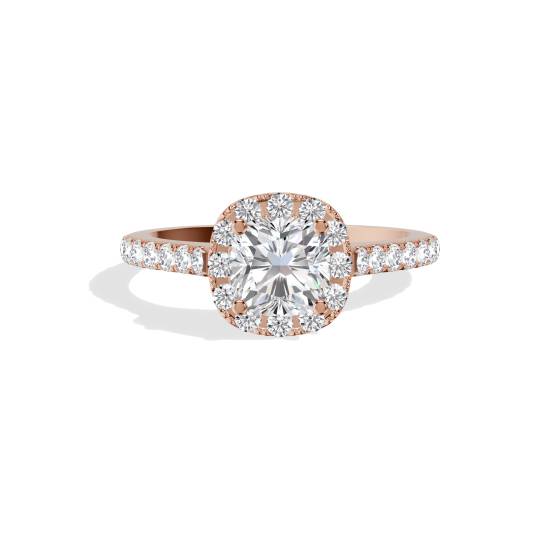 Cushion Diamond Halo Shoulder Set Ring