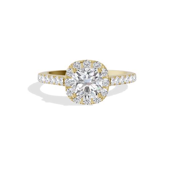 Cushion Diamond Halo Shoulder Set Ring