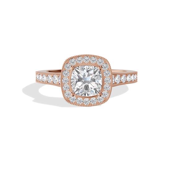 Cushion Diamond Designer Halo Shoulder Set Ring