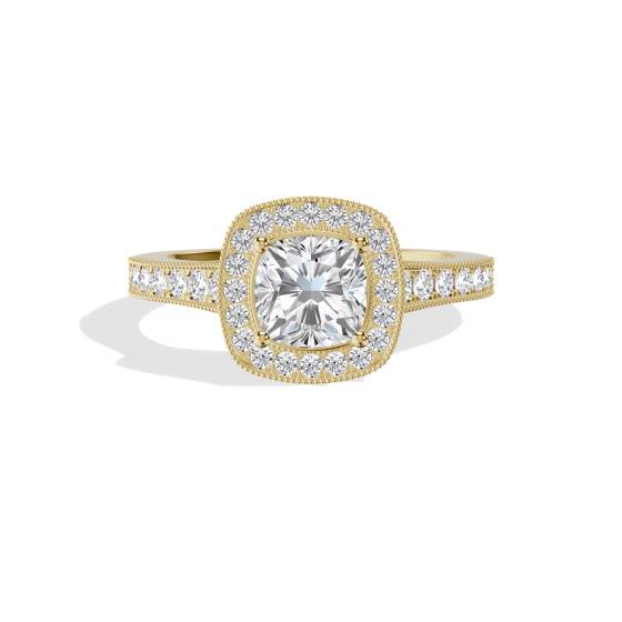 Cushion Diamond Designer Halo Shoulder Set Ring