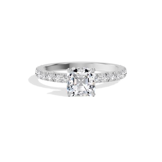 Asscher Diamond Hidden Halo Engagement Ring