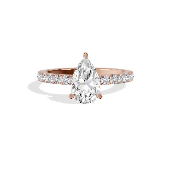 Pear Diamond Hidden Halo Engagement Ring