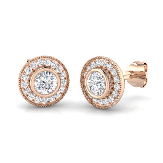 0.50ct Classic Round Diamond Single Halo Earrings