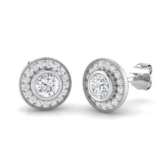 0.50ct Classic Round Diamond Single Halo Earrings