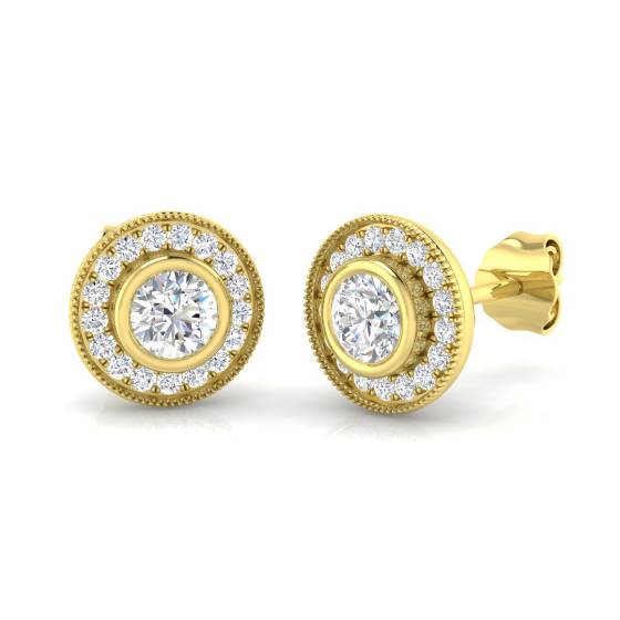 0.70ct Classic Round Diamond Single Halo Earrings