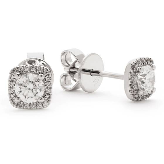 1.10ct Unique Round Diamond Single Halo Earrings