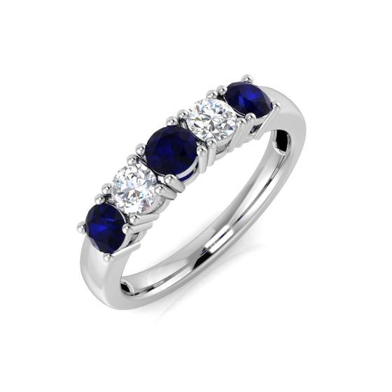 0.90ct Blue Sapphire and Diamond Eternity Ring