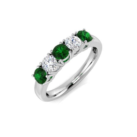 1.10ct Green Emerald and Diamond Eternity Ring