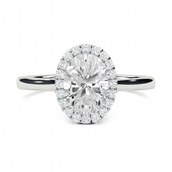 Oval Diamond Single Halo Ring