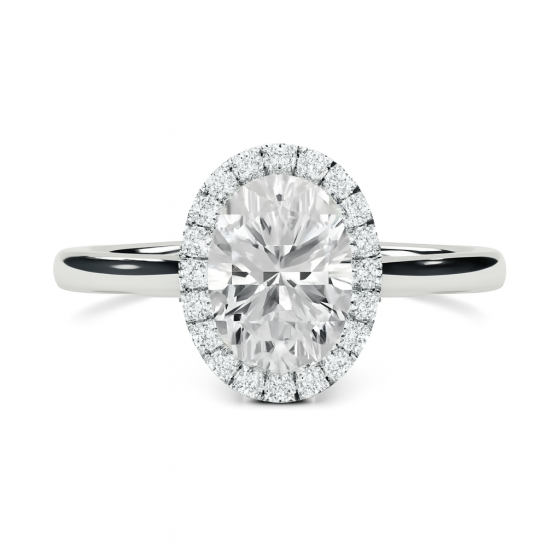 Oval Diamond Single Halo Ring