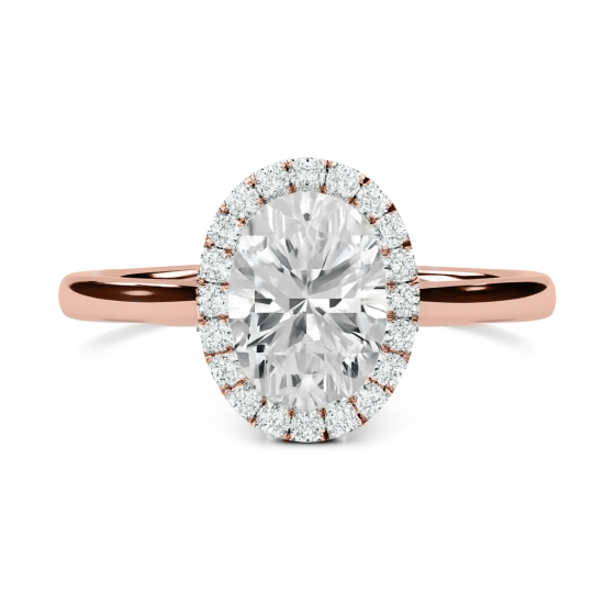Oval Diamond Single Halo Ring