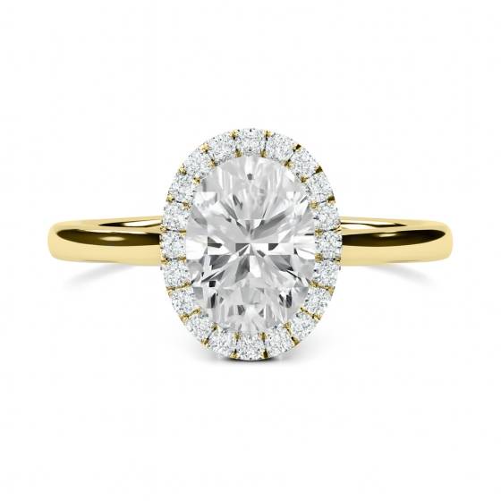 Oval Diamond Single Halo Ring