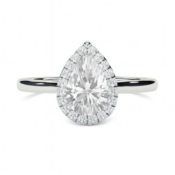 Pear Diamond Single Halo Ring