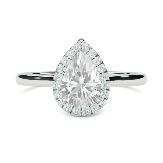 Pear Diamond Single Halo Ring