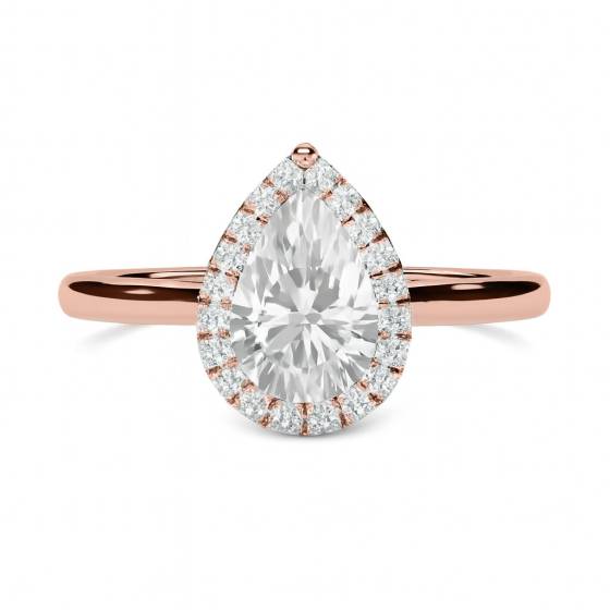Pear Diamond Single Halo Ring