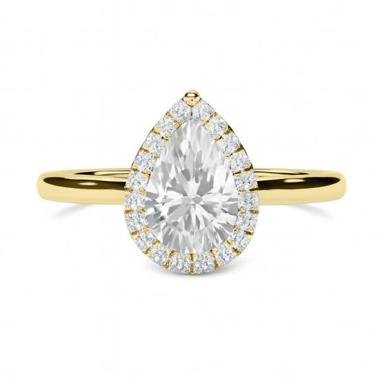 Pear Diamond Single Halo Ring
