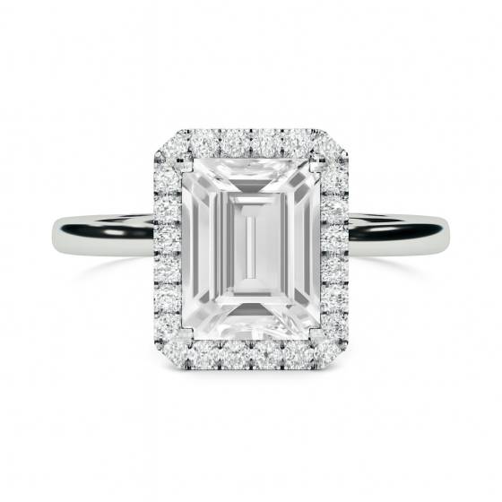 Emerald Diamond Single Halo Ring