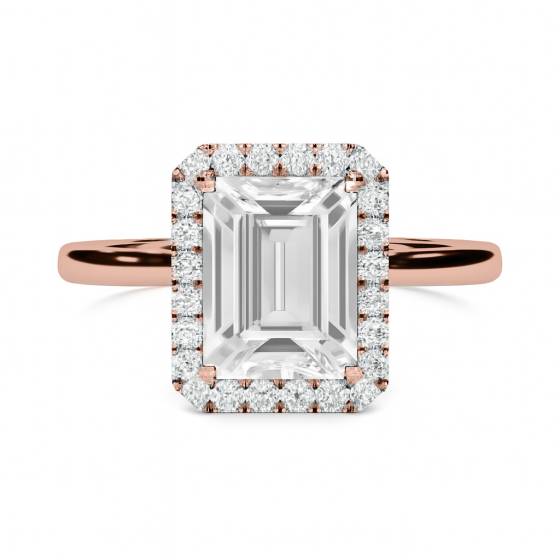 Emerald Diamond Single Halo Ring