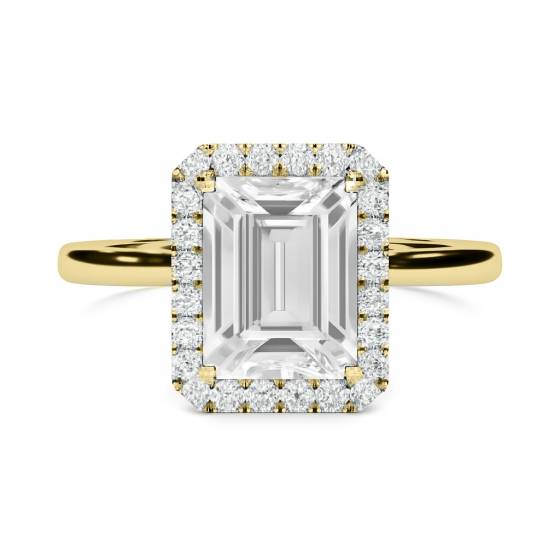 Emerald Diamond Single Halo Ring