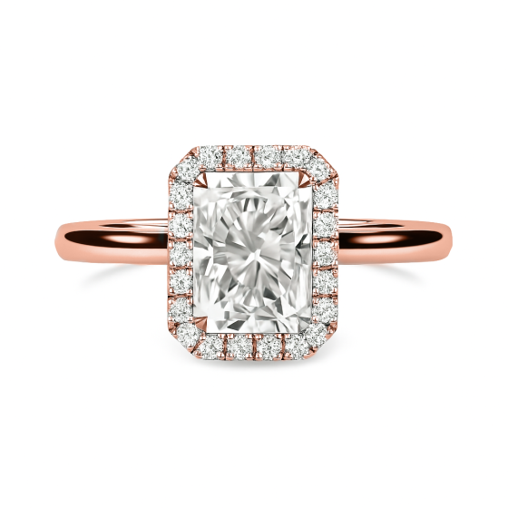 Radiant Diamond Single Halo Ring