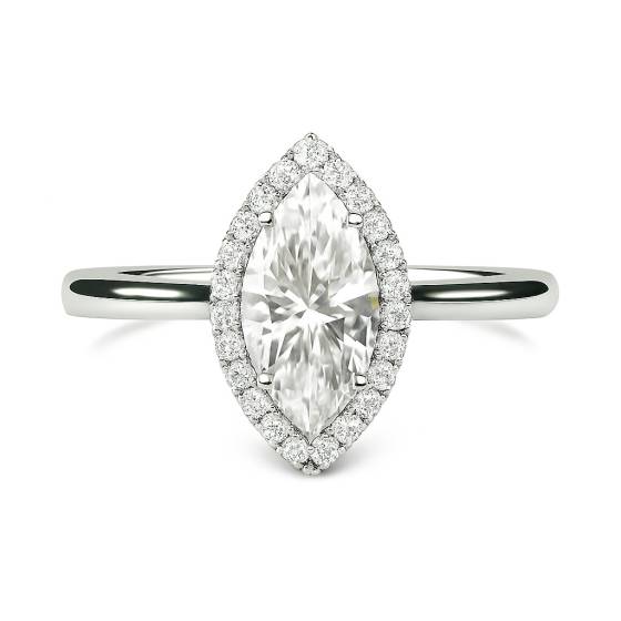 Marquise Diamond Single Halo Ring