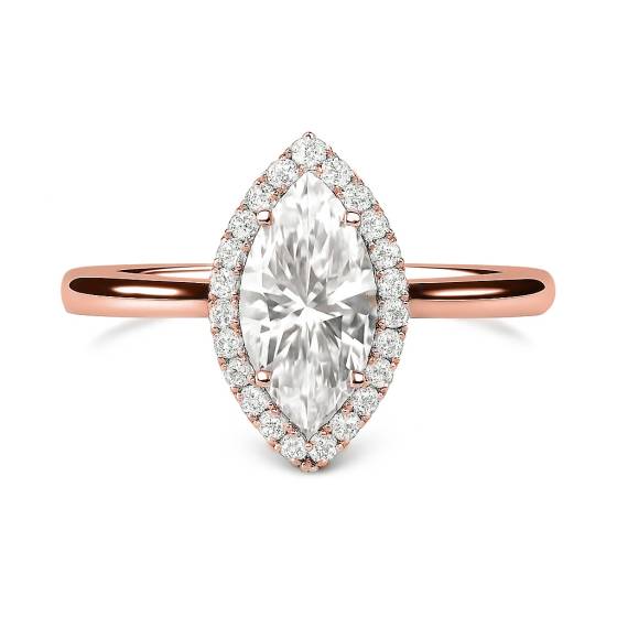 Marquise Diamond Single Halo Ring